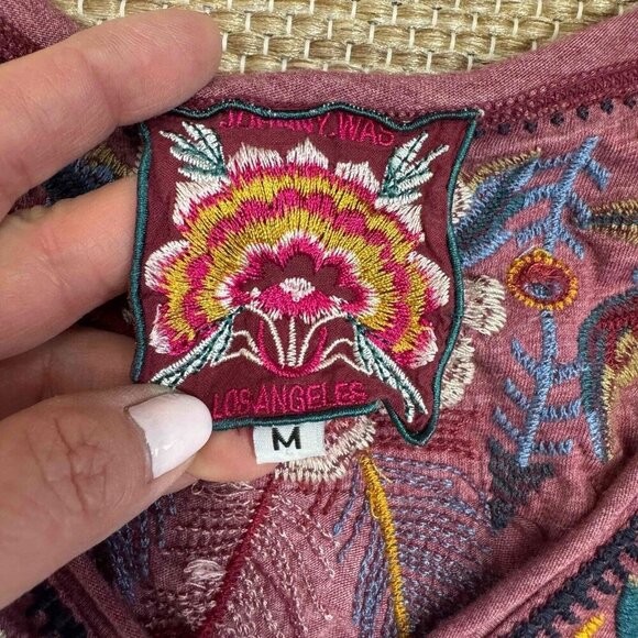 Johnny Was Womens Darielle Flute Sleeve Tee Floral Embroidered Blackberry Medium - Picture 8 of 11